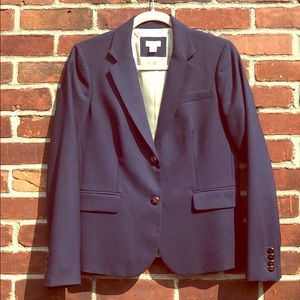 J.Crew Navy Wool Blazer w/ Brown Buttons Size 6